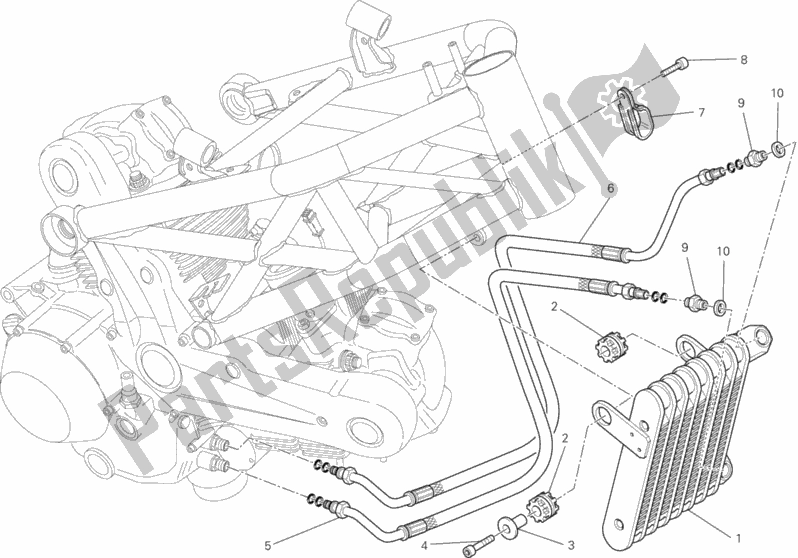 Tutte le parti per il Radiatore Dell'olio del Ducati Monster 795 ABS Corse Stripe CHN-Thailand 2014